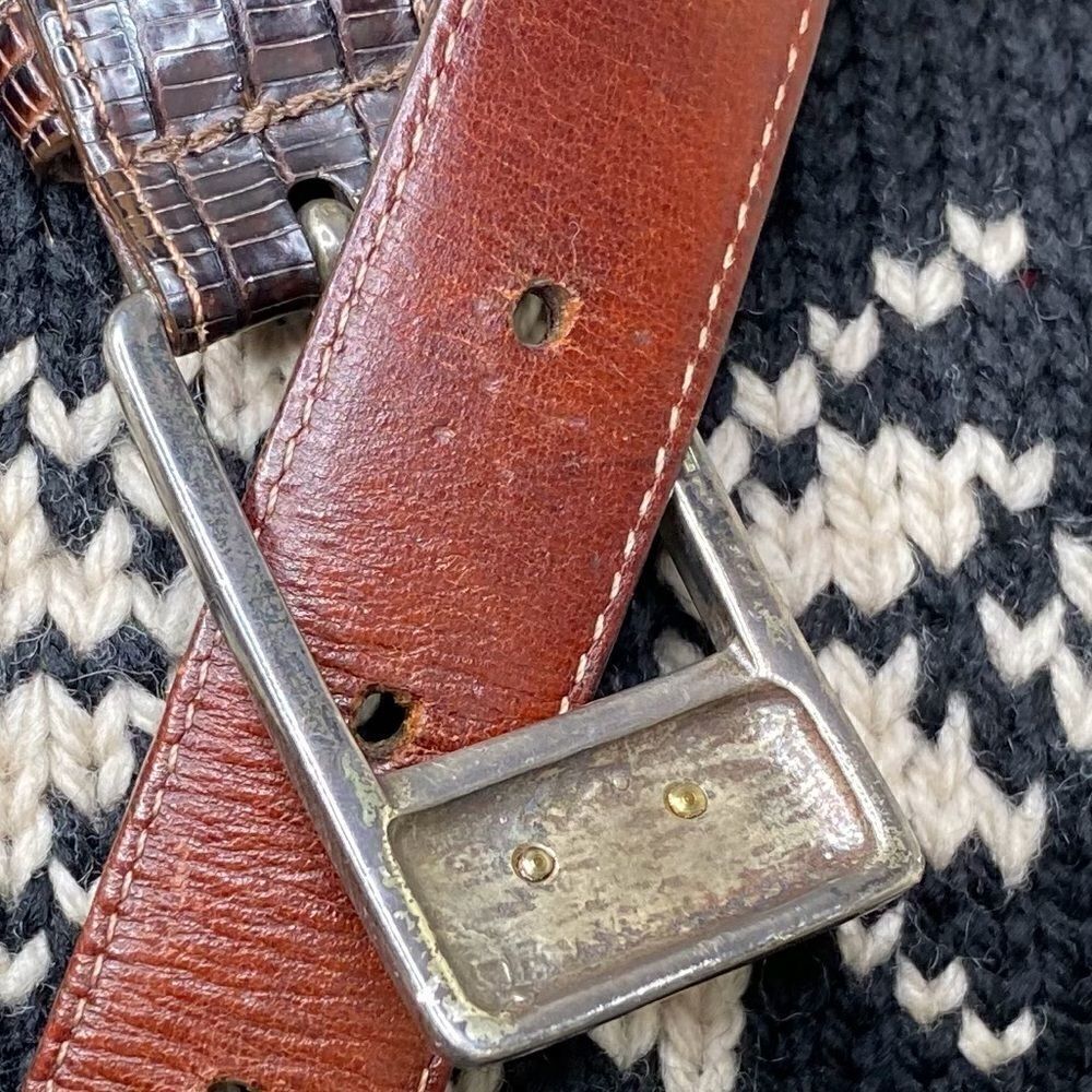 Ralph Lauren Vintage Fall 1991 Lizard Belt w/925 Sterling Silver Crest Buckle - Picture 8 of 16